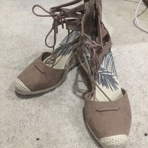 Lace up espadrille wedges